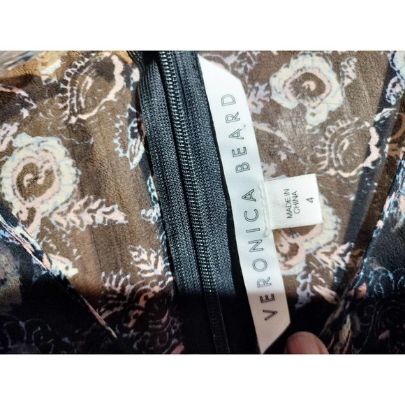 Veronica Beard 100% Silk floral sheer blouse asymmetrical hem woman size 4 - Picture 14 of 16